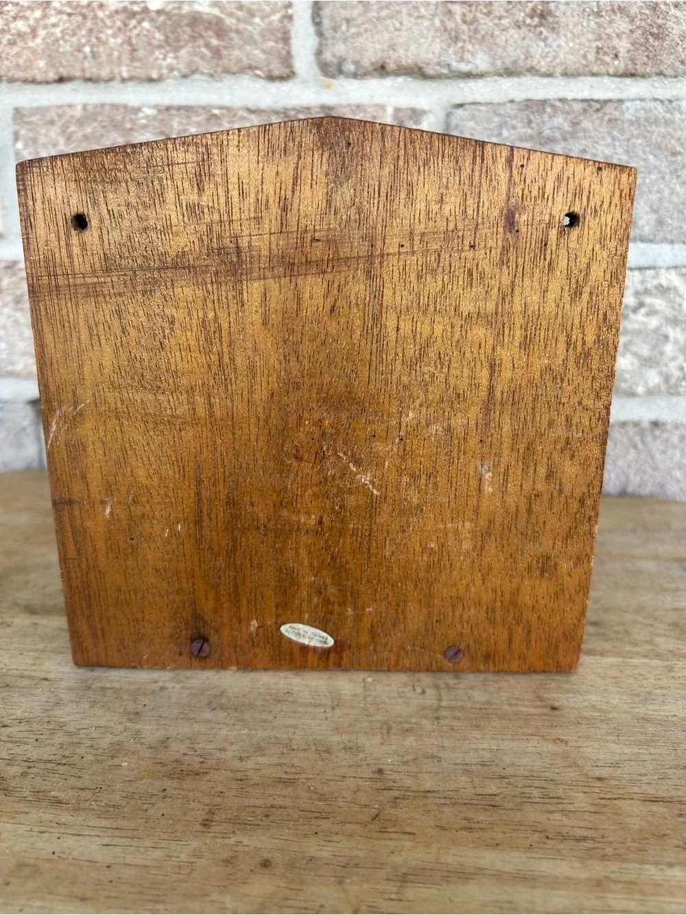 Vintage Wooden Rooster Napkin/Letter Holder with Brass Accent